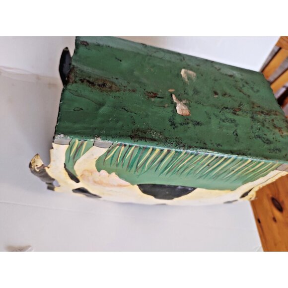 Vintage Hand Made Cow Tin Art Planter Box 12 1/2" long x 9" tall x 5.5" wide - Picture 9 of 14